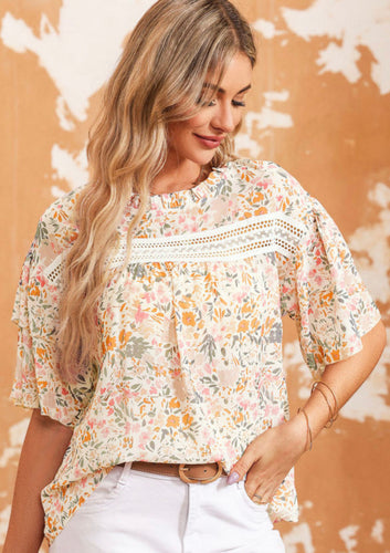 Floral blouse lace detail Top
