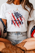 Load image into Gallery viewer, Patriotic 1776 T-Shirt, Celebratory Shirt, Independence Day Tee, 4th of July Apparel, Vintage American Flag Top, Unisex Casual Wear
