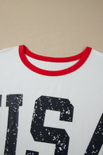 Load image into Gallery viewer, White Retro USA Striped Trim Short Sleeve Plus Size Tee