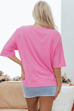 Load image into Gallery viewer, Clearly Aqua Floral Patched Half Sleeve Tunic Top