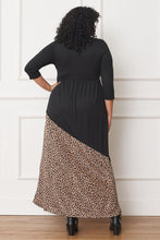 Load image into Gallery viewer, Asymmetrical Leopard Accent Maxi Dress