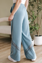 Load image into Gallery viewer, Dusk Blue Lace Crochet Patched Lace-up High Waist Wide Leg Pants