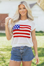Load image into Gallery viewer, Fiery Red Flag Graphic Short Sleeve Sweater Top