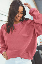 Load image into Gallery viewer, Strawberry Pink Ribbed Corduroy Oversized Sweatshirt