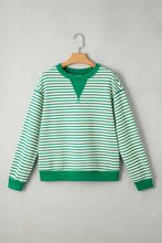 Load image into Gallery viewer, Bright Green Striped Exposed Seam Patchwork Loose Pullover Top