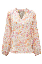 Load image into Gallery viewer, Golden Apricot Floral Print V Neck Long Puff Sleeve Top