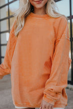 Load image into Gallery viewer, Orange Ribbed Corduroy Oversized Sweatshirt