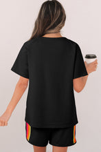 Load image into Gallery viewer, Beau Blue Striped Patch Front Casual Tee