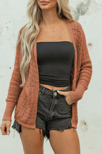 Load image into Gallery viewer, Lapis Mix Pattern Hollowed Knit Open Front Cardigan