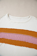 Load image into Gallery viewer, White Corded Exposed Seam Knit Patchwork Drop Sleeve Top