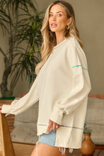 Load image into Gallery viewer, Black Contrast Stitching Split Baggy Sweatshirt