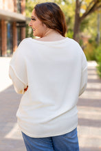 Load image into Gallery viewer, White Corded Exposed Seam Knit Patchwork Drop Sleeve Top