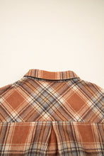 Load image into Gallery viewer, Brown Plaid Print Flap Pocket Buttoned Plus Size Shacket