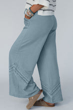 Load image into Gallery viewer, Dusk Blue Lace Crochet Patched Lace-up High Waist Wide Leg Pants