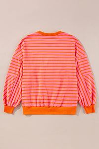 Russet Orange Drop Shoulder Crew Neck Loose Sweatshirt