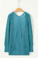 Load image into Gallery viewer, Lapis Mix Pattern Hollowed Knit Open Front Cardigan