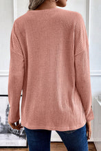 Load image into Gallery viewer, Rose Tan Rib Textured Henley Knit Top