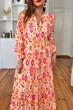 Load image into Gallery viewer, Orange Western Abstract Geometric Printed Maxi Dress