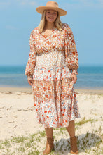 Load image into Gallery viewer, Khaki Plus Size Floral Tiered Ruffle Maxi Dress