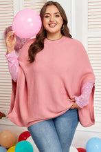 Load image into Gallery viewer, Light Pink Ribbed Knit Half Sleeve Plus Size Poncho Style Sweater