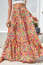 Load image into Gallery viewer, Yellow Boho Floral Print Tiered Long Skirt