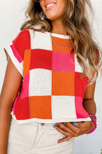 Load image into Gallery viewer, White Color Block Cap Sleeve Sweater