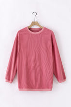 Load image into Gallery viewer, Strawberry Pink Ribbed Corduroy Oversized Sweatshirt