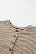 Load image into Gallery viewer, Pale Khaki Rib Textured Henley Knit Top