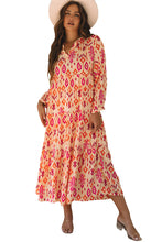 Load image into Gallery viewer, Orange Western Abstract Geometric Printed Maxi Dress