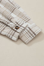 Load image into Gallery viewer, Khaki Plaid Removable Hood Buttoned Shacket