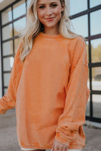 Load image into Gallery viewer, Orange Ribbed Corduroy Oversized Sweatshirt