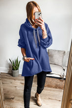 Load image into Gallery viewer, Dirty blue Fleece Lined Adjustable Drawstring Oversize Tunic Hoodie