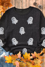 Load image into Gallery viewer, Pink Halloween Ghost Corded Crew Neck Loose Sweatshirt