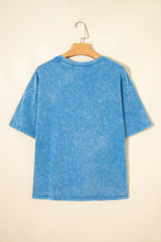 Load image into Gallery viewer, Blue USA Star Print Mineral Washed Cotton Tee