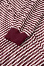 Load image into Gallery viewer, Red Stripe Ribbed Trim Drop Shoulder Long Sleeve Oversize Top