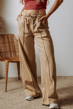 Load image into Gallery viewer, Smoke Gray Exposed Seam Drawstring High Waist Wide Leg Pants