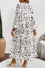 Load image into Gallery viewer, White Leopard Print Notch V Neck Loose Fit Maxi Dress