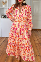 Load image into Gallery viewer, Orange Western Abstract Geometric Printed Maxi Dress