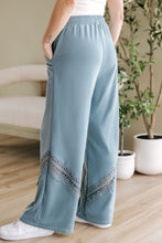 Load image into Gallery viewer, Dusk Blue Lace Crochet Patched Lace-up High Waist Wide Leg Pants