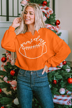 Load image into Gallery viewer, Orange Game Day Lettering Rugby Football Notched Neck Sweatshirt