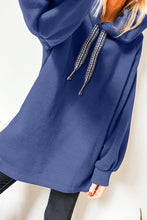 Load image into Gallery viewer, Dirty blue Fleece Lined Adjustable Drawstring Oversize Tunic Hoodie
