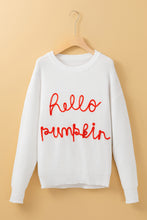 Load image into Gallery viewer, White Hello Pumpkin Graphic Sweater