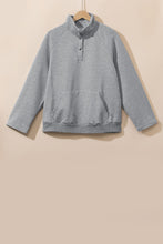 Load image into Gallery viewer, Light Grey Textured Snap Buttons Pullover Plus Size Sweatshirt