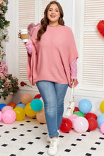 Load image into Gallery viewer, Light Pink Ribbed Knit Half Sleeve Plus Size Poncho Style Sweater