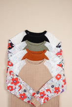 Load image into Gallery viewer, Cinnamon Floral Patchwork Long Sleeve Ribbed Blouse