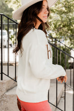 Load image into Gallery viewer, White Thankful Ivory Embroidered Sweater
