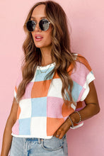 Load image into Gallery viewer, White Color Block Cap Sleeve Sweater