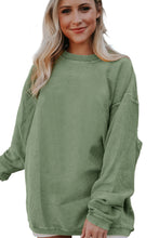 Load image into Gallery viewer, Grass Green Ribbed Corduroy Oversized Sweatshirt