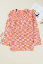 Load image into Gallery viewer, Orange Vibrant Abstract Print Drop Shoulder V Neck Tunic Oversized Sweater