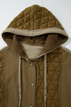 Load image into Gallery viewer, Jungle Green Quilted Textured Patchwork Loose Fit Hooded Jacket